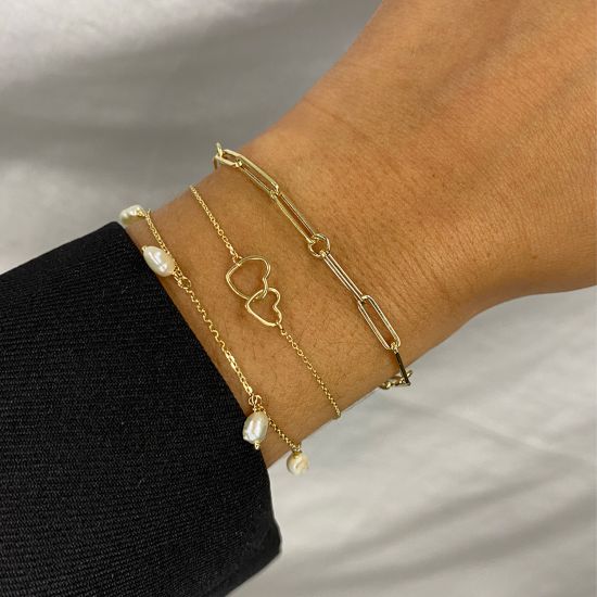 Gouden armband 2 hartjes 18cm  JKB23049
