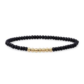 SJ armband zwart onyx geel verguld SB-G-4MM-RLI-G07