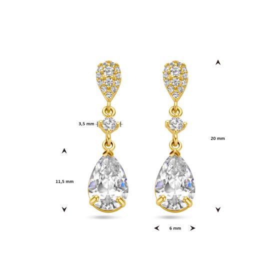 Gouden oorstekers zirkonia druppel 4029407