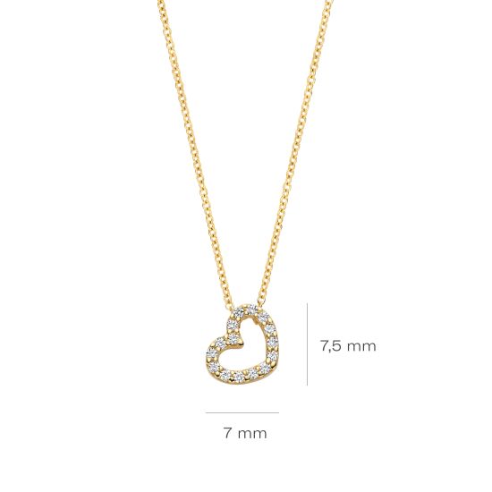 Gouden collier hartje met zirkonia 3072YZI 