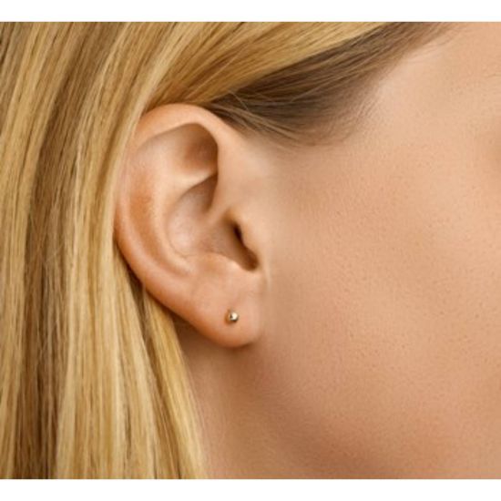 Gouden oorsteker (14k) bol 3mm hol gemaakt