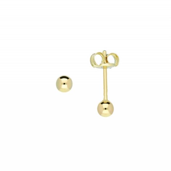Gouden oorsteker (14k) bol 3mm hol gemaakt