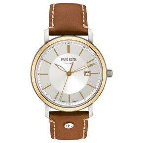 BS horloge heren staal/geel/leer 17-23138-241